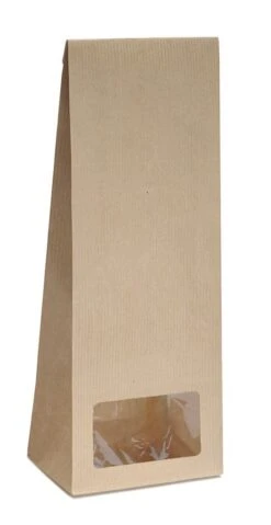 Alternative view of 10x Blockbodenbeutel Mit Rechteckigem Sichtfenster - 100g - 7 X 4 X 20,5 Cm - Papiertüten Bodenbeutel Geschenktüte (100g – Rechteckiges Fenster)