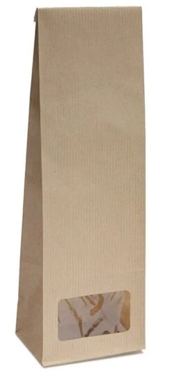10x Blockbodenbeutel Mit Rechteckigem Sichtfenster - 250g - 7 X 4 X 20,5 Cm - Papiertüten Bodenbeutel Geschenktüte (250g – Rechteckiges Fenster)